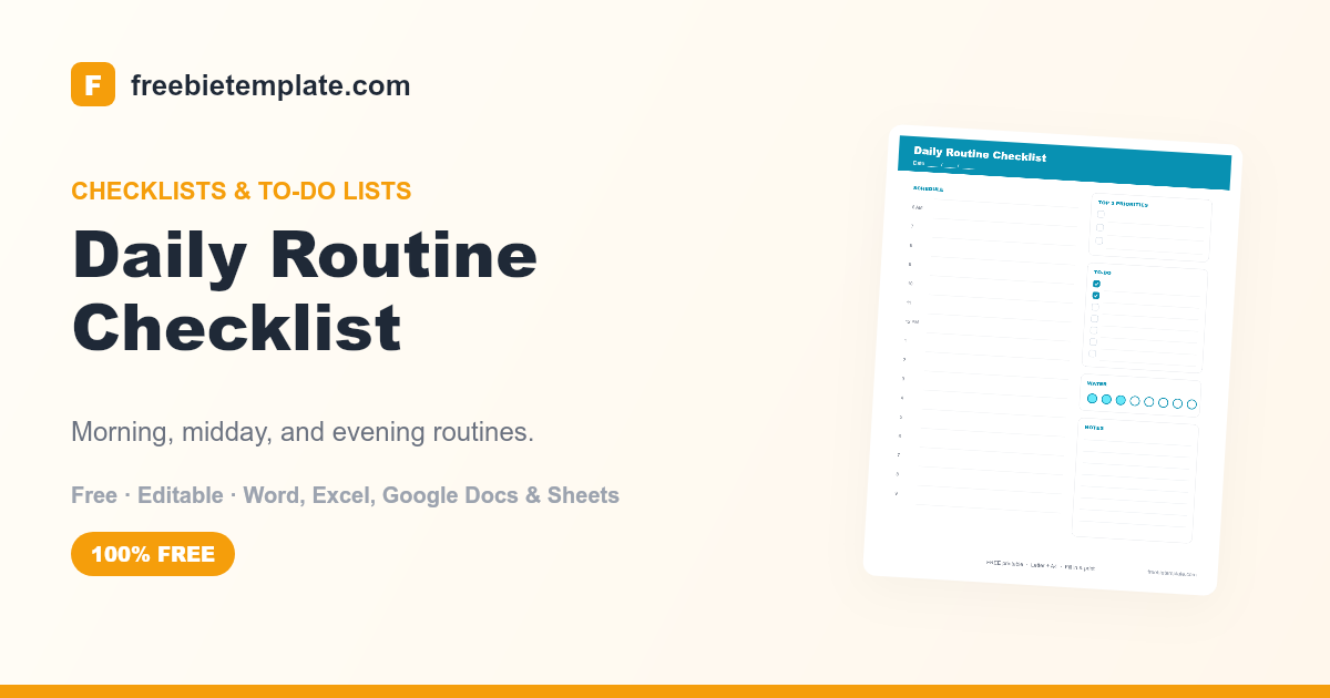 Daily Routine Checklist | FreebieTemplate