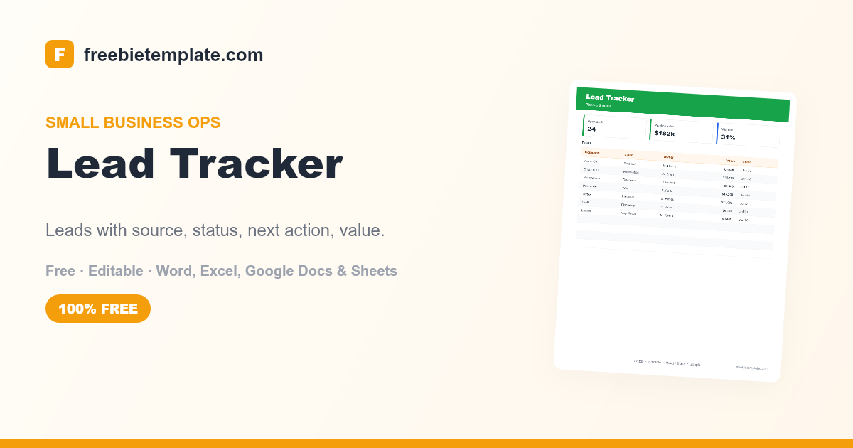 Lead Tracker | FreebieTemplate