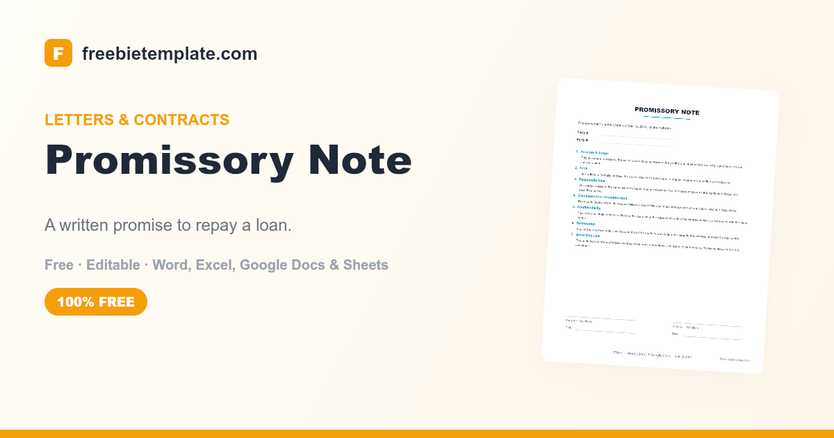 Fnote Preview Sample Promissory Note | FreebieTemplate