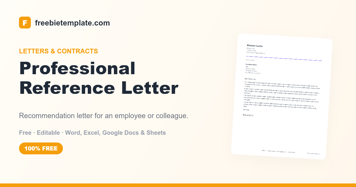 Professional Reference Letter | FreebieTemplate