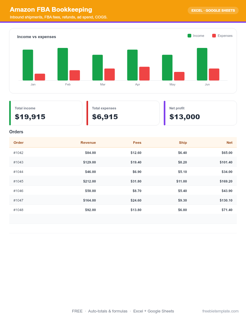 Amazon FBA Bookkeeping preview