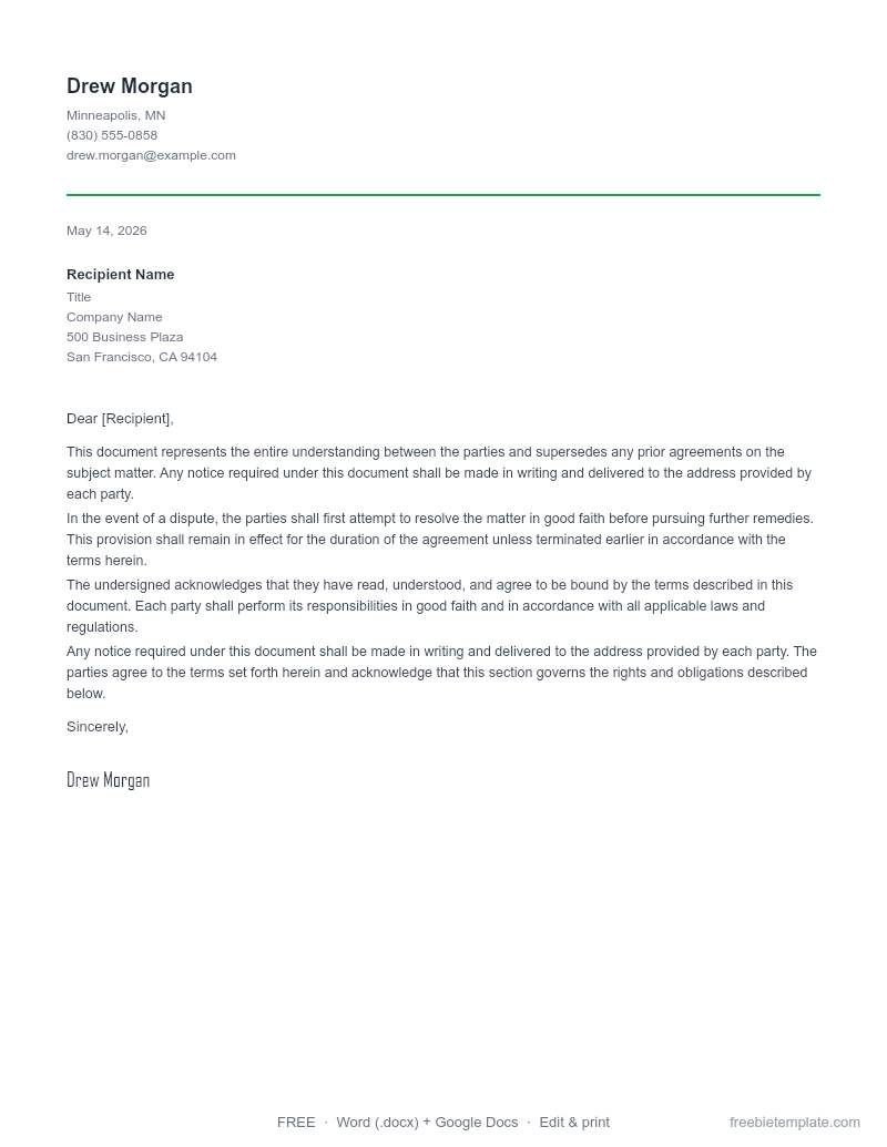 Business Apology Letter preview