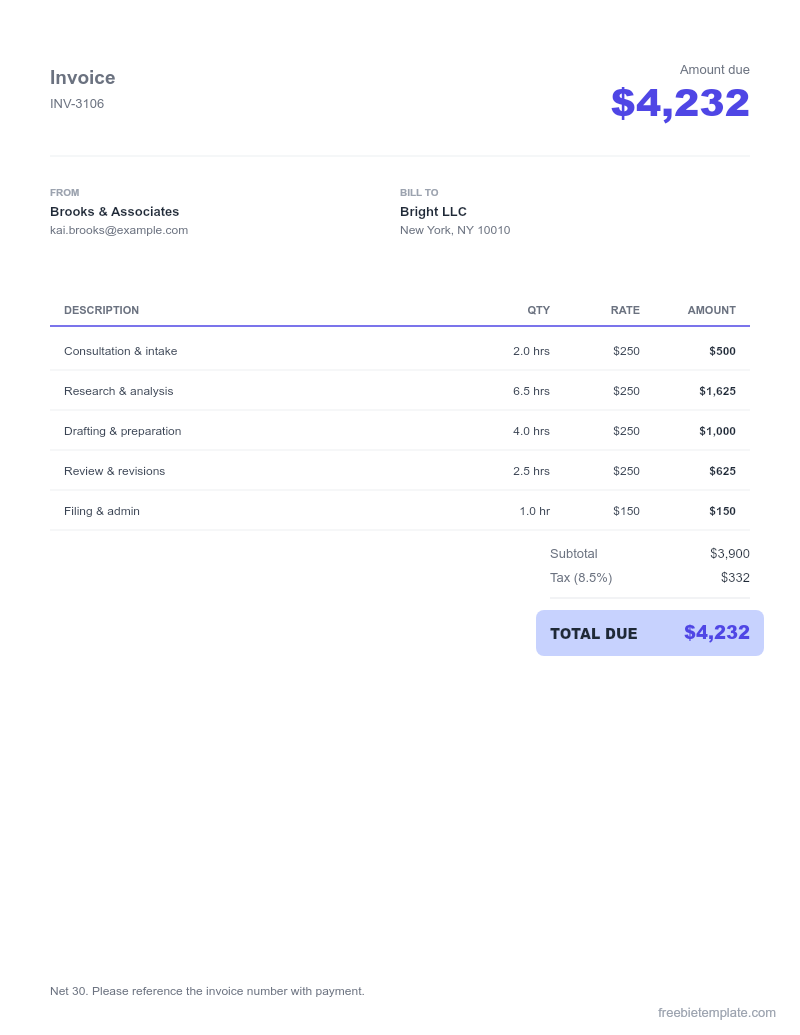 Attorney / Law Firm Invoice preview