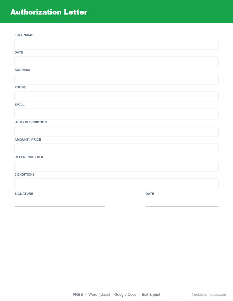 Preview of Authorization Letter