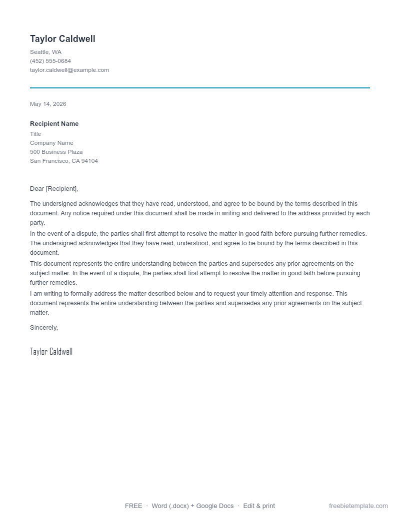 Complaint Letter preview