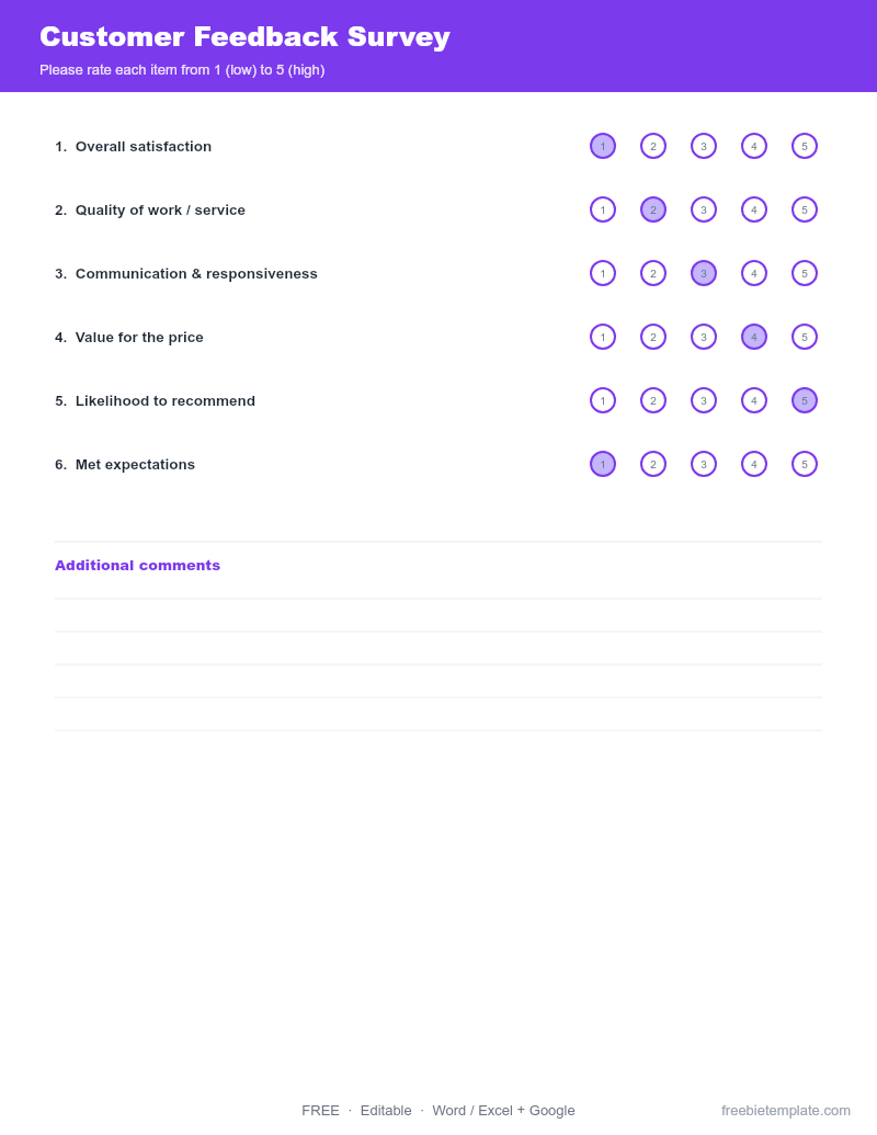 Customer Feedback Survey preview