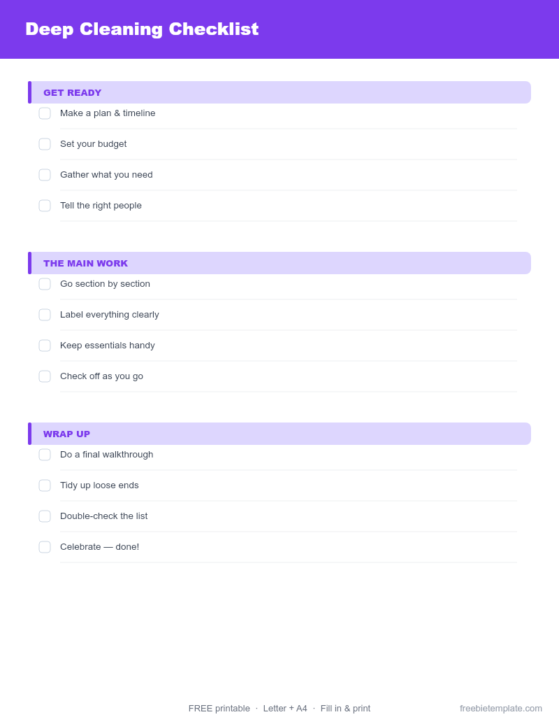 Deep Cleaning Checklist preview