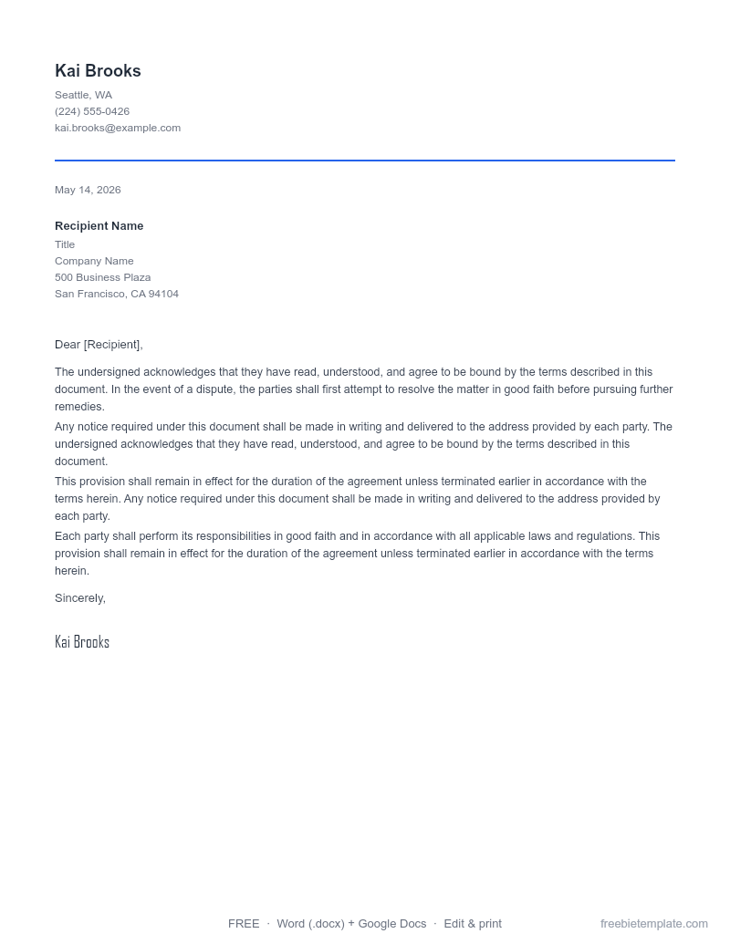 Demand Letter preview