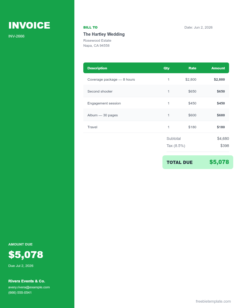DJ / Performer Invoice preview