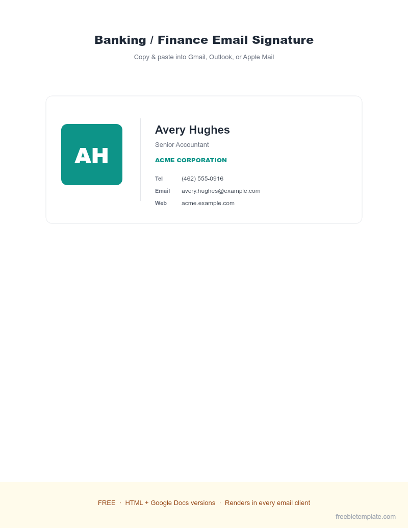 Banking / Finance Email Signature preview