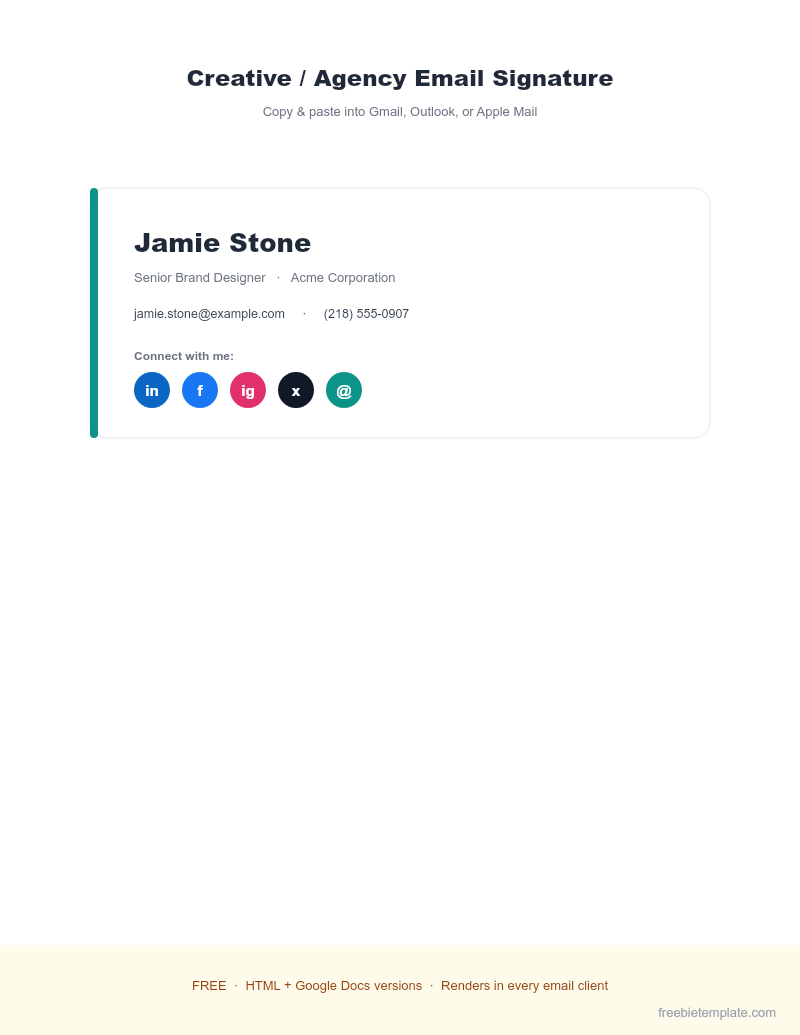 Creative / Agency Email Signature preview