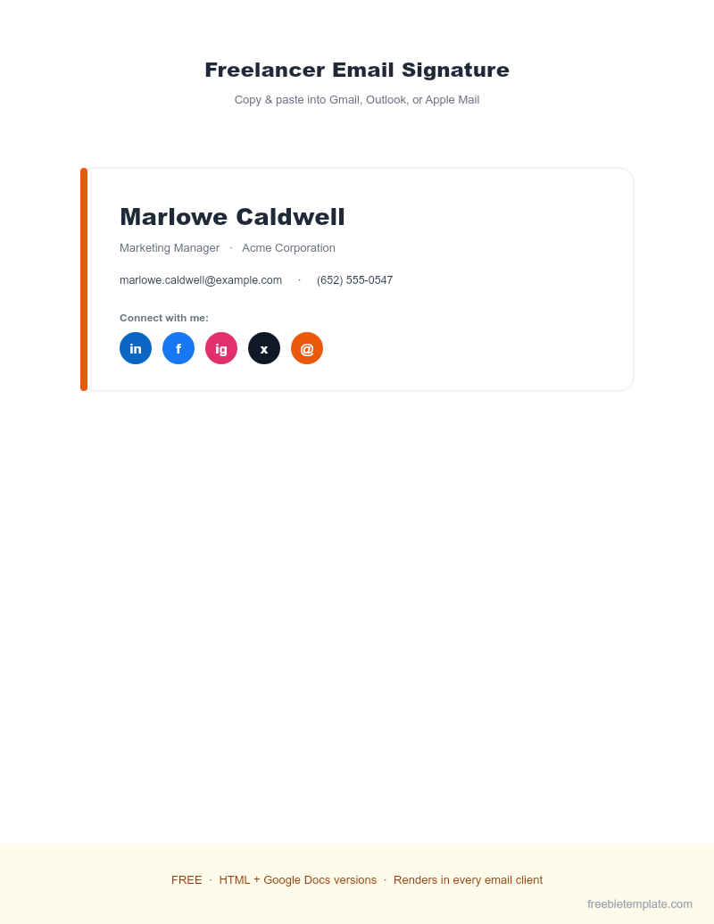 Freelancer Email Signature preview