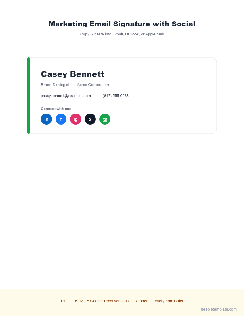 Marketing Email Signature with Social preview