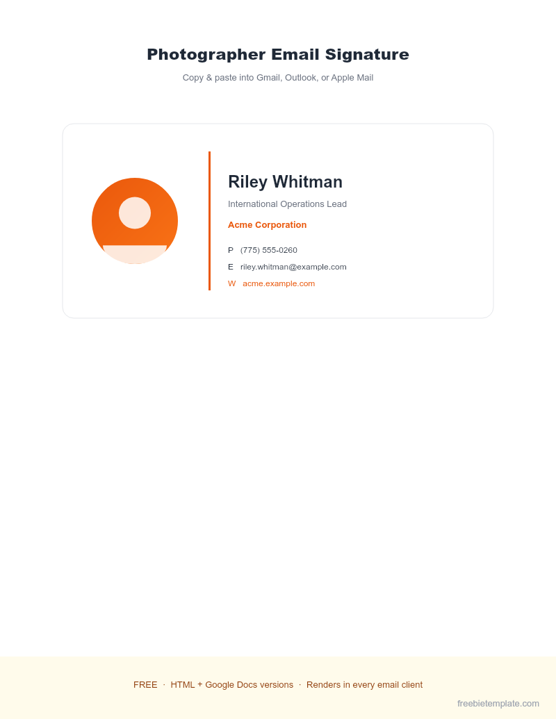 Photographer Email Signature preview