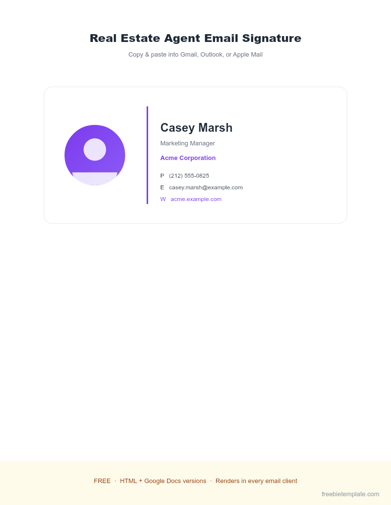 Real Estate Agent Email Signature preview