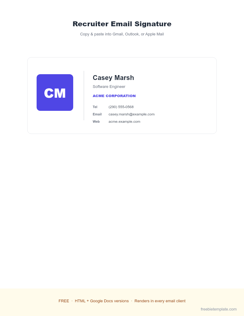 Recruiter Email Signature preview