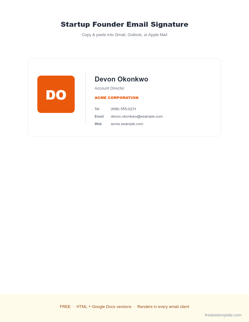 Startup Founder Email Signature preview