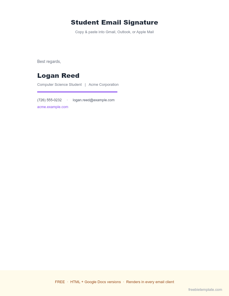 Student Email Signature preview