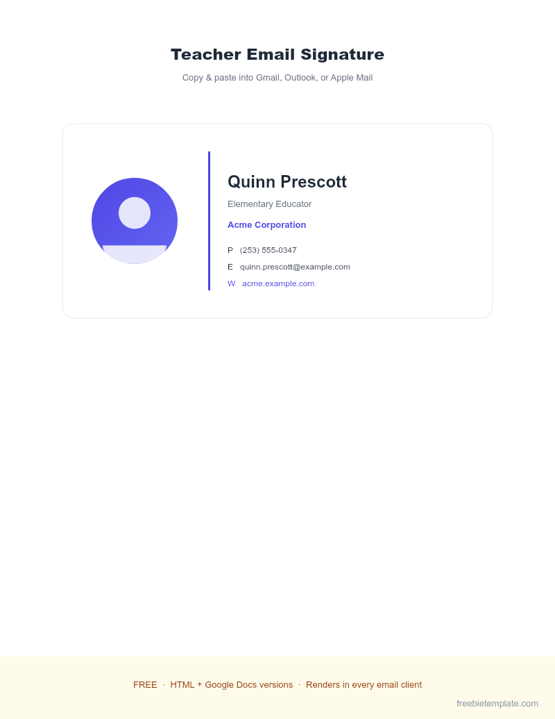 Teacher Email Signature preview