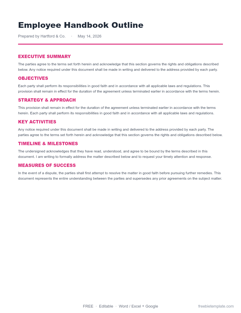 Employee Handbook Outline preview