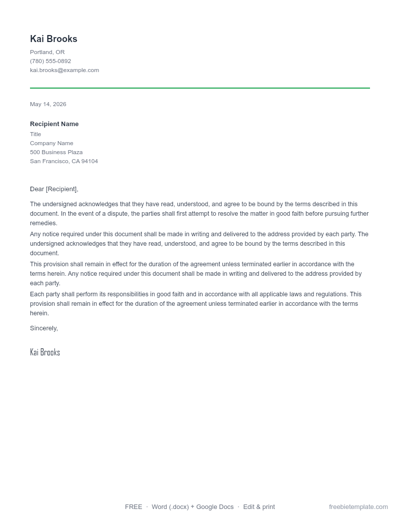 Employment Offer Letter preview