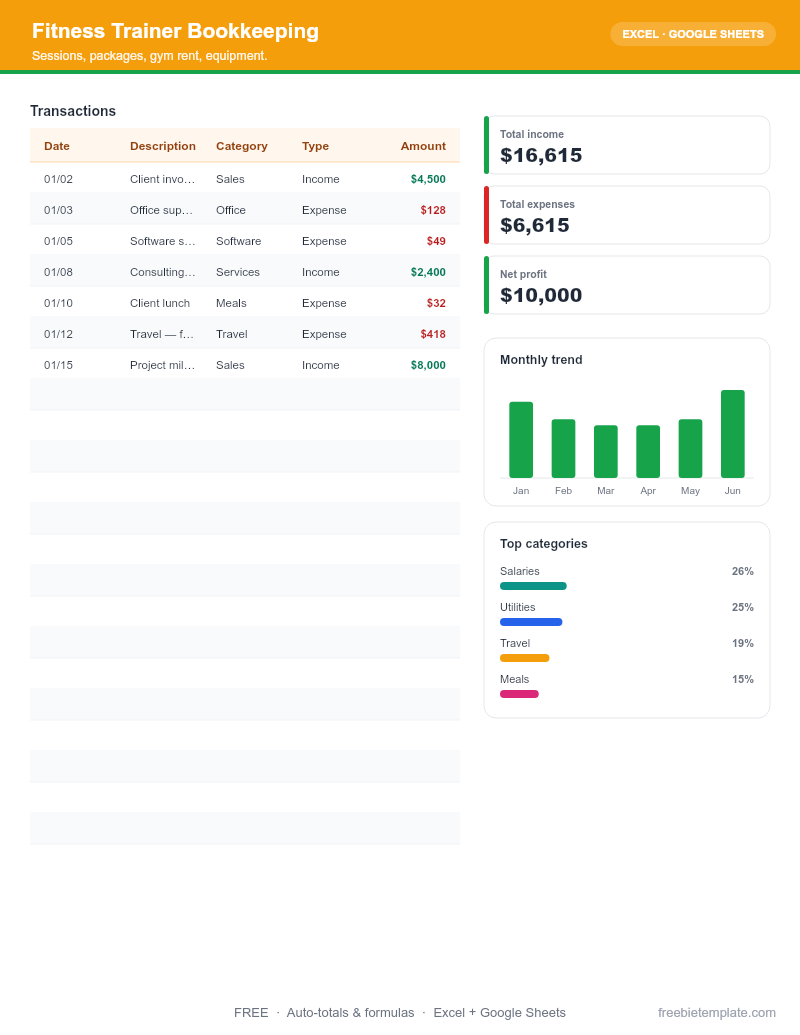 Fitness Trainer Bookkeeping preview