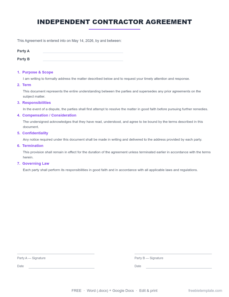 Independent Contractor Agreement preview