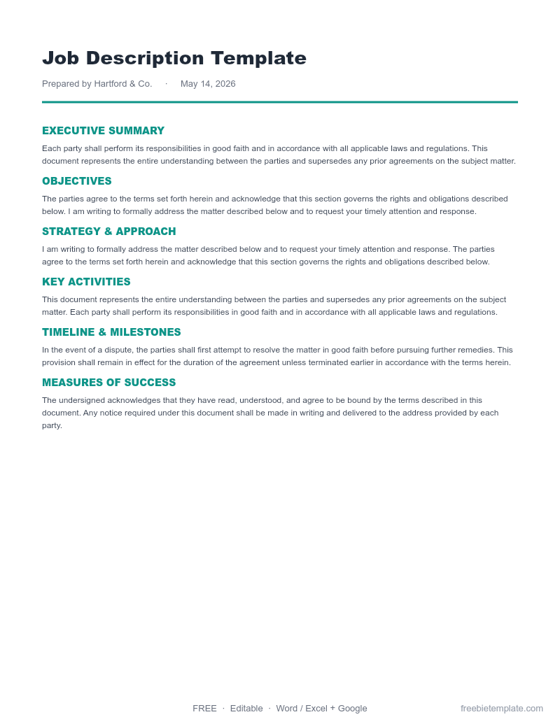 Job Description Template preview
