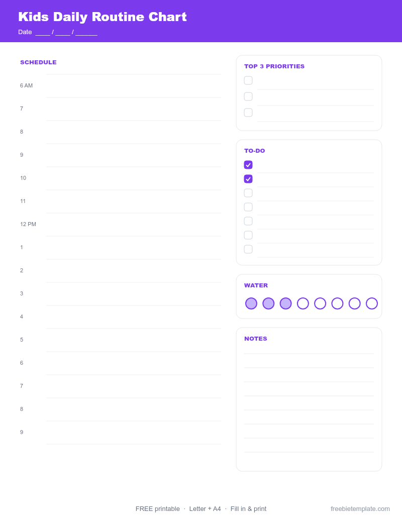 Kids Daily Routine Chart preview