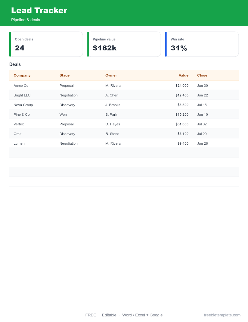 Lead Tracker preview