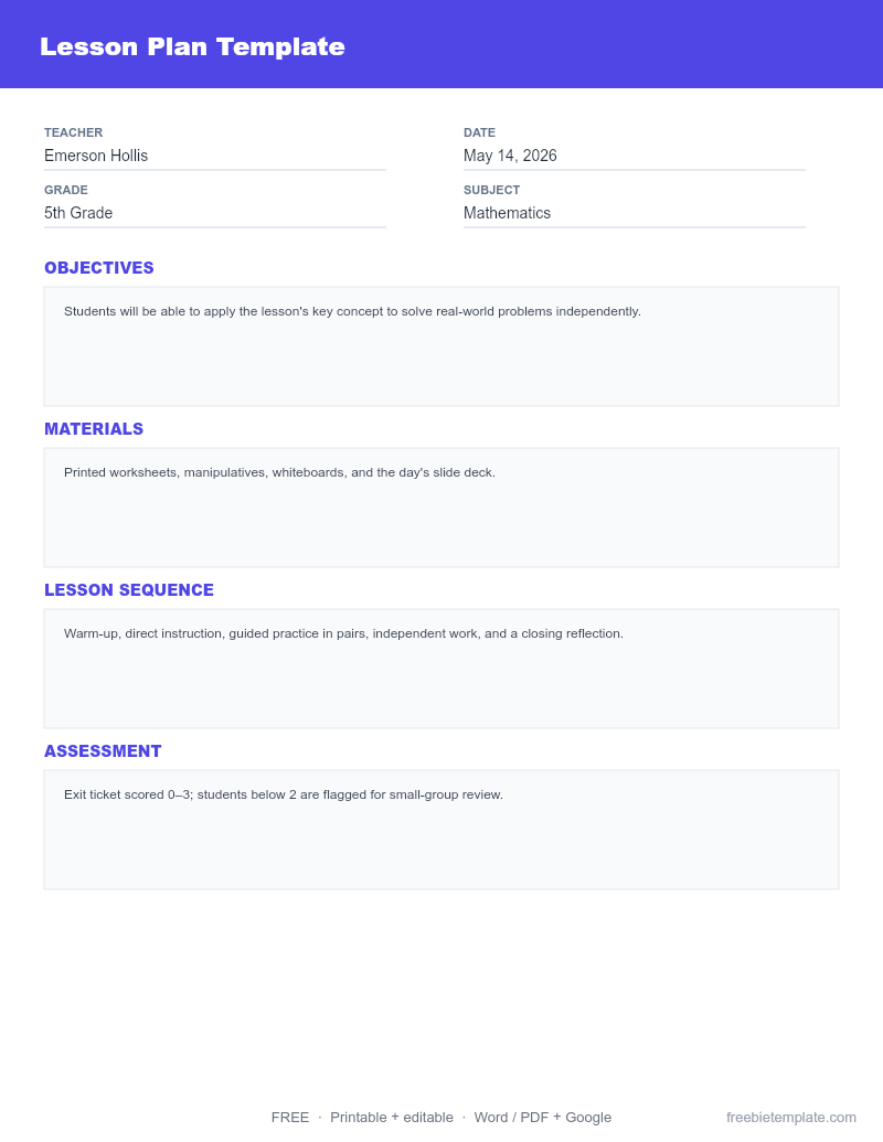Lesson Plan Template