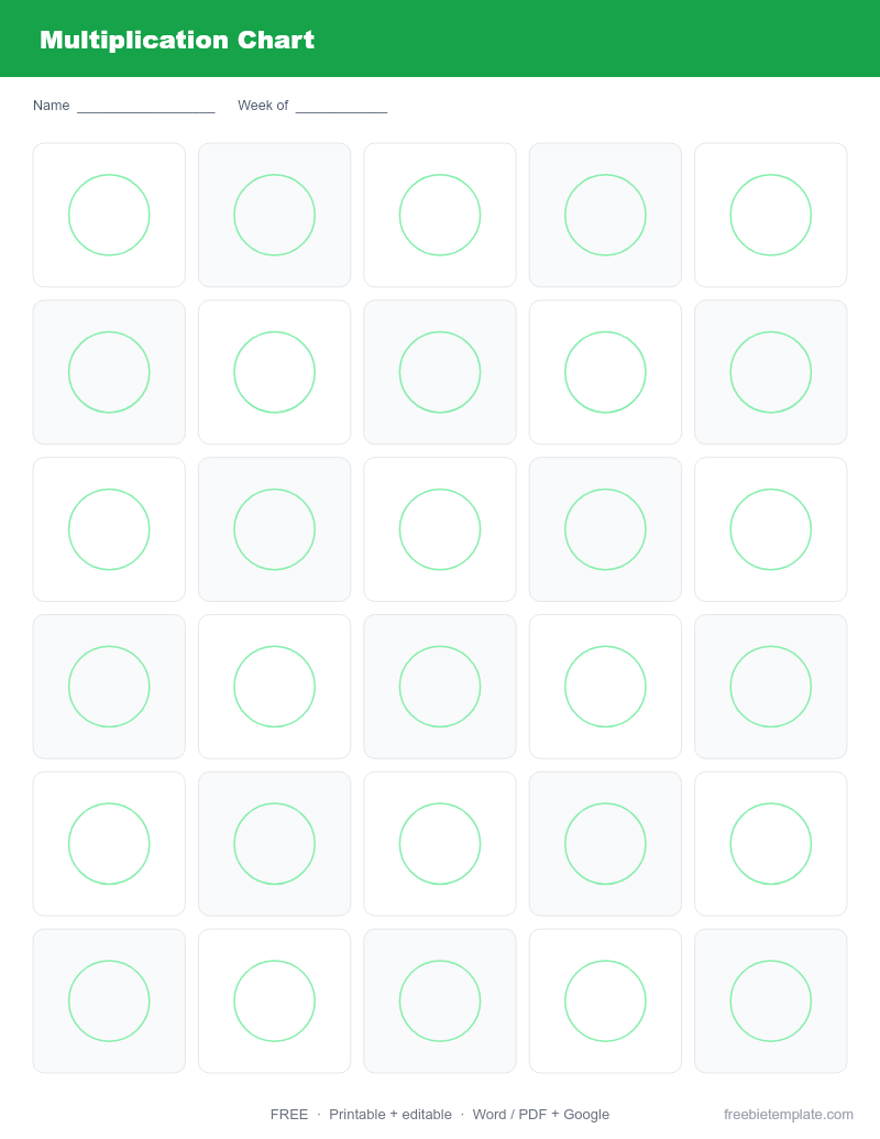 Preview of Multiplication Chart