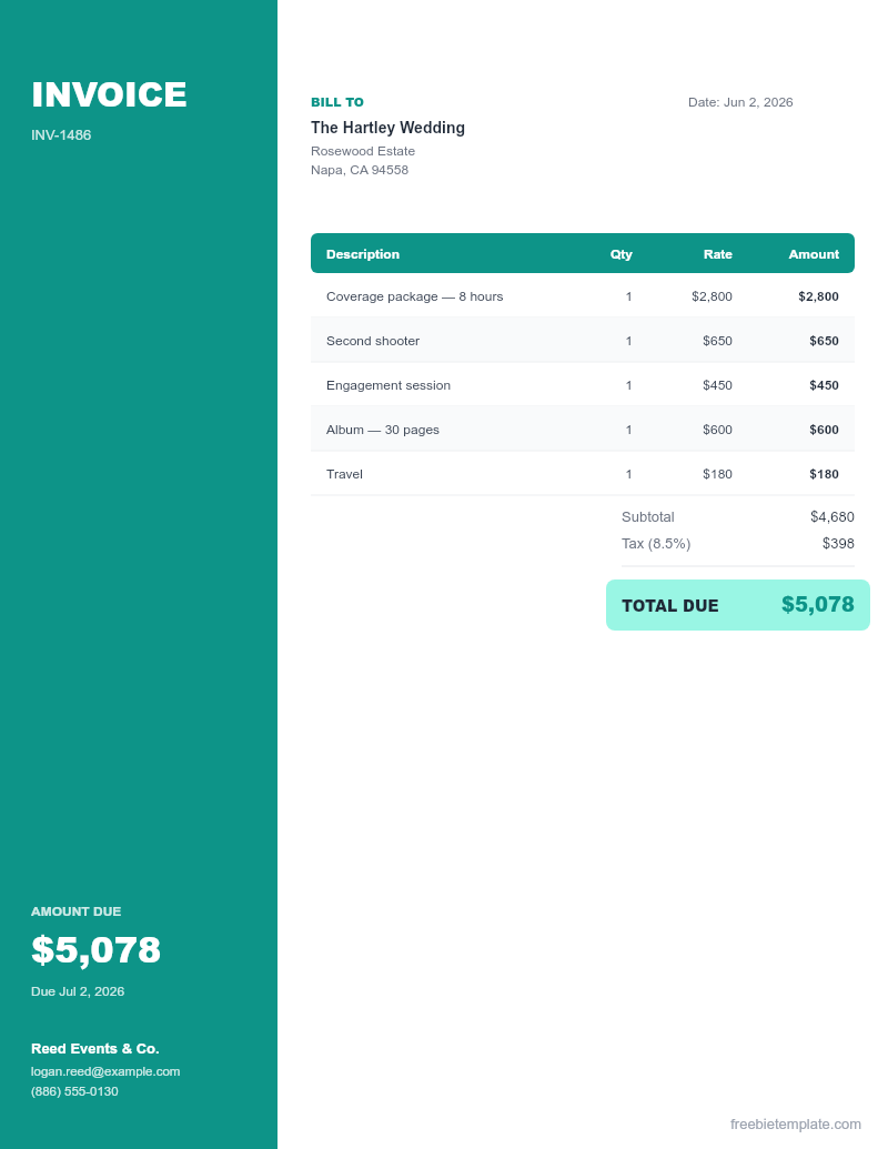 Music Teacher Invoice preview