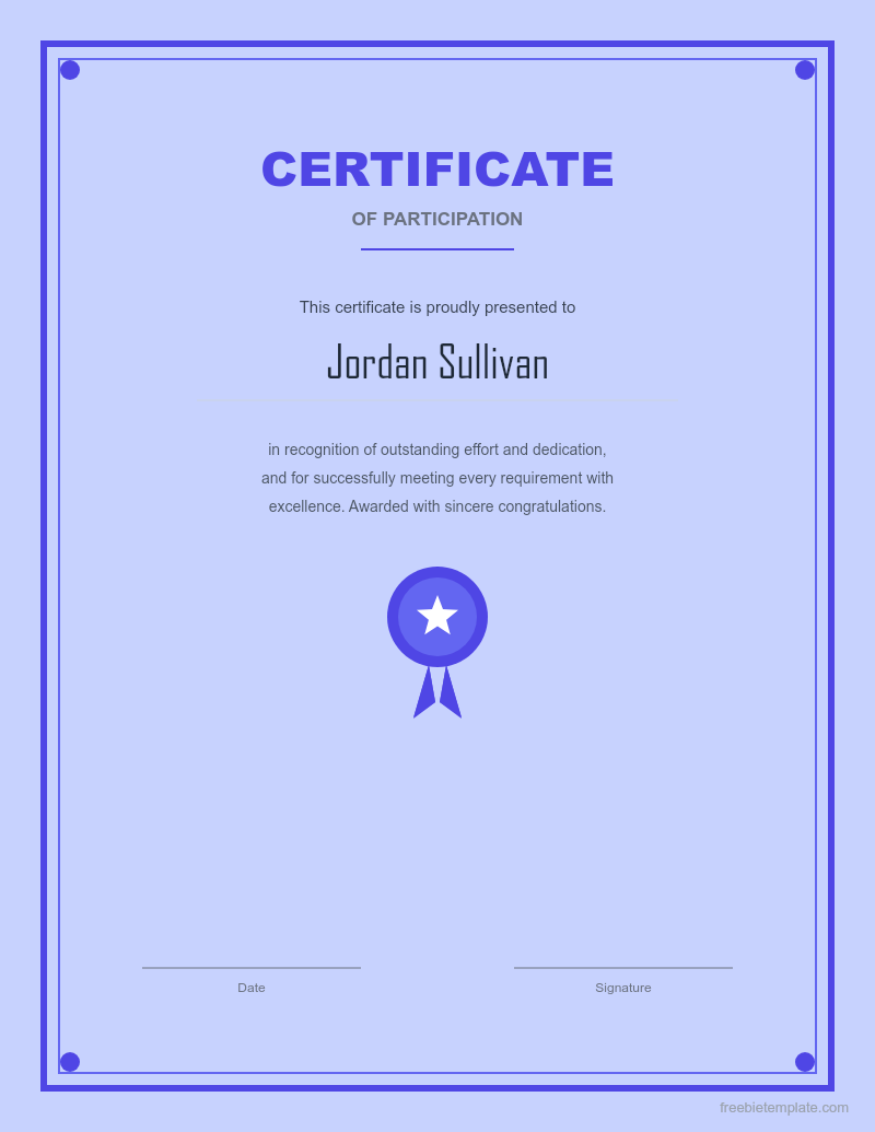Certificate of Participation preview