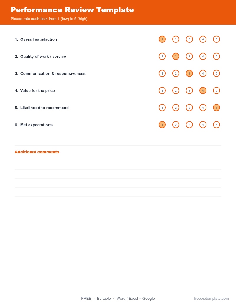 Performance Review Template preview