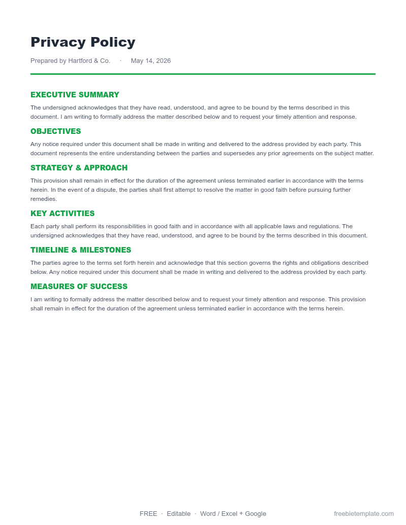 Privacy Policy preview