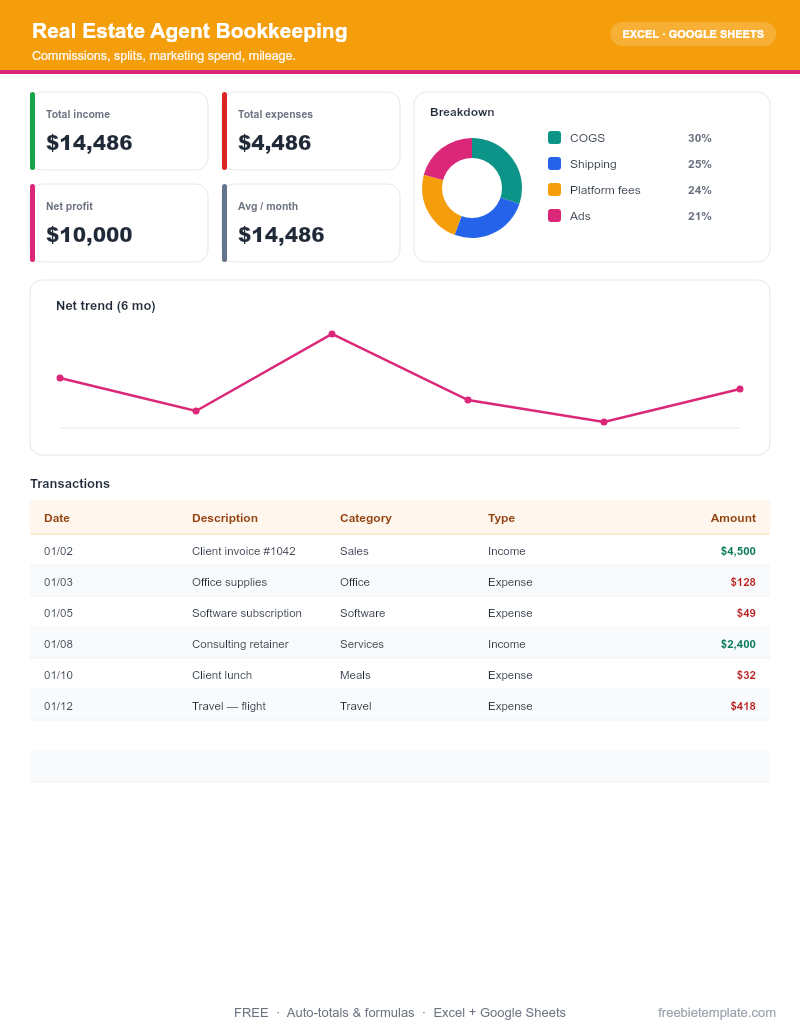 Real Estate Agent Bookkeeping preview