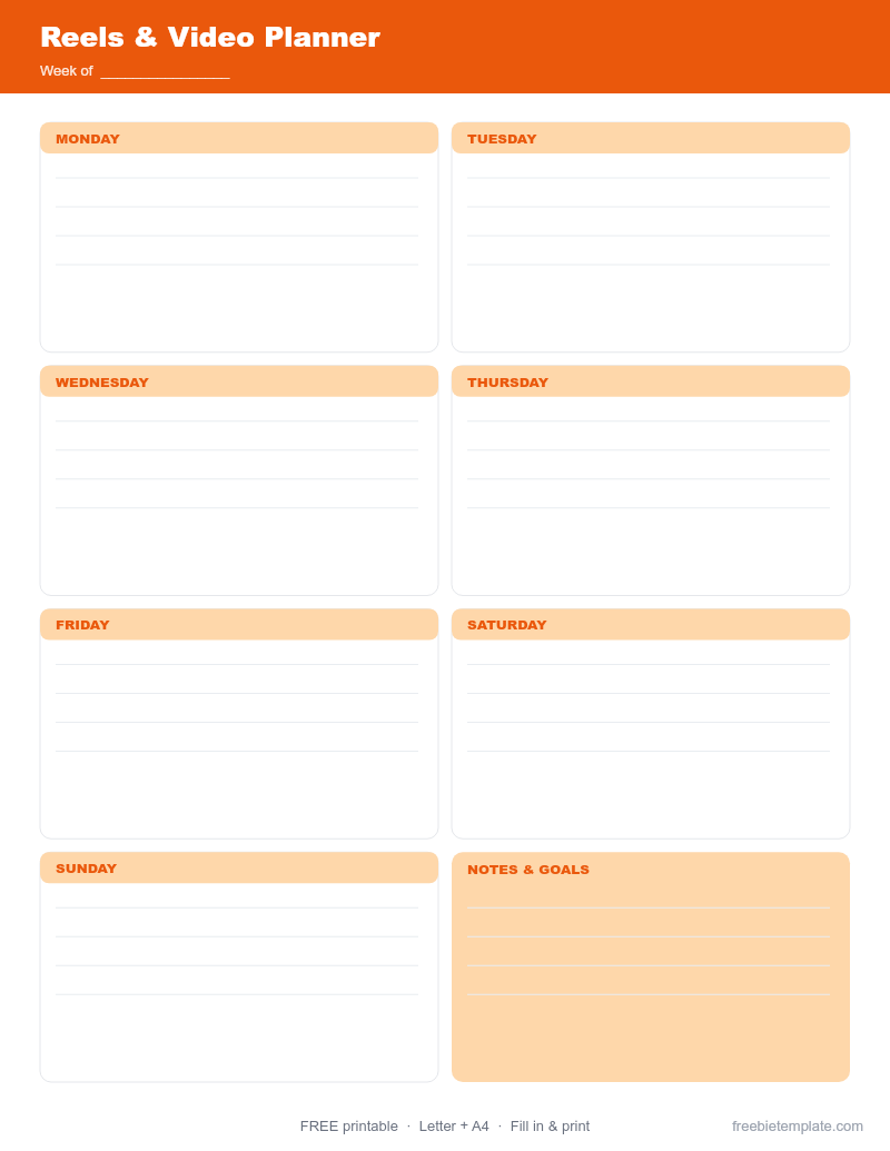 Reels & Video Planner preview
