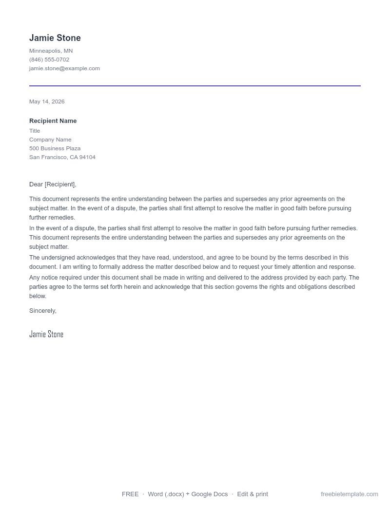 Resignation Letter preview