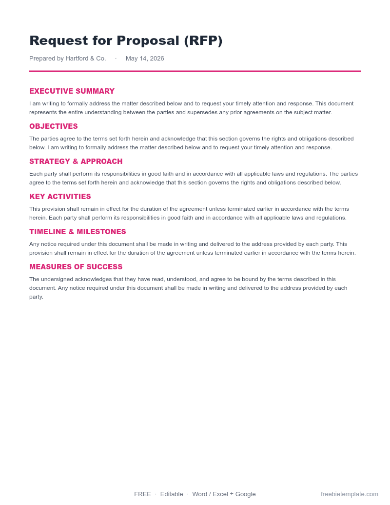 Request for Proposal (RFP) preview