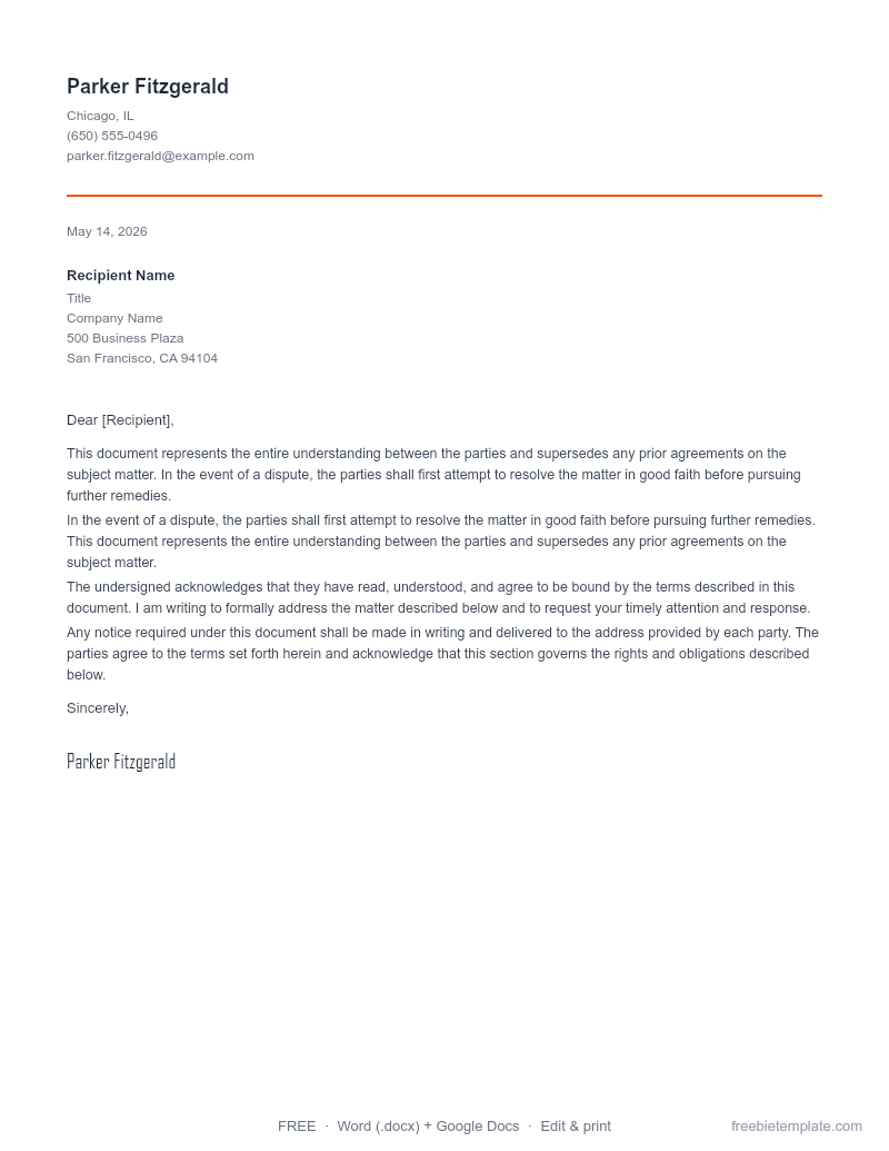 Scholarship Application Letter preview
