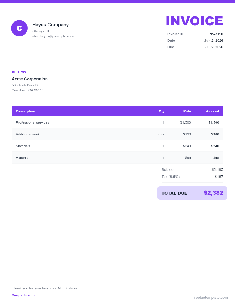 Simple Invoice