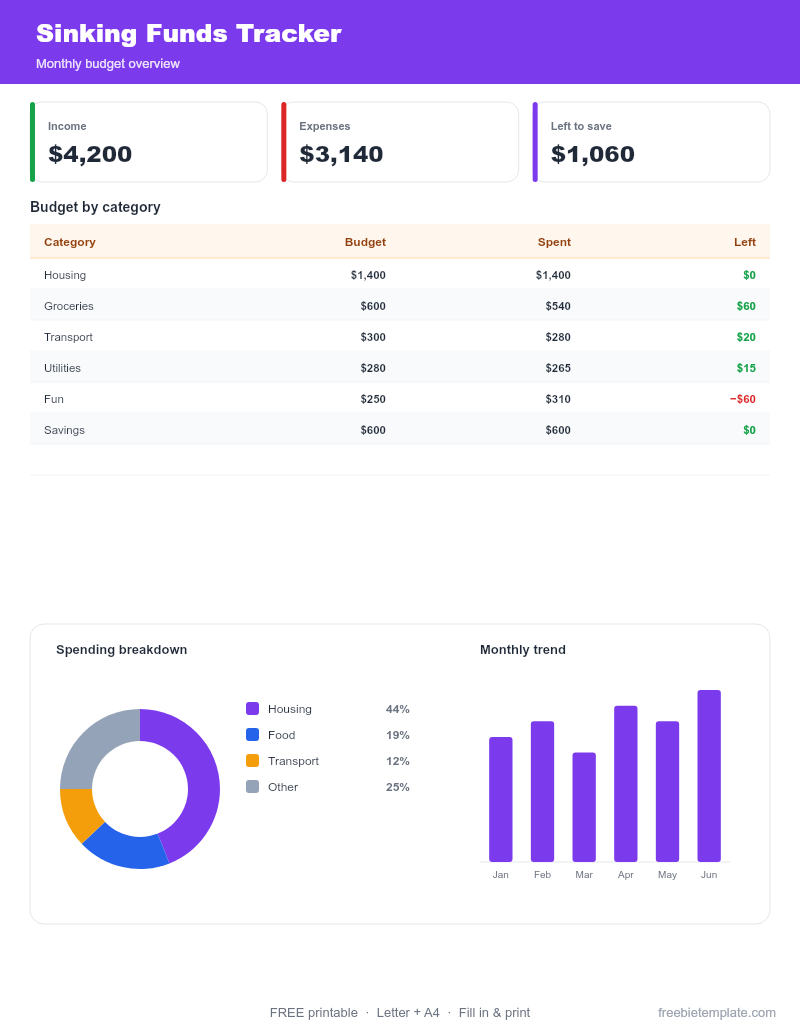 Sinking Funds Tracker preview