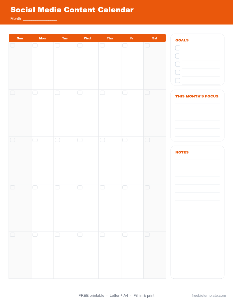 Social Media Content Calendar