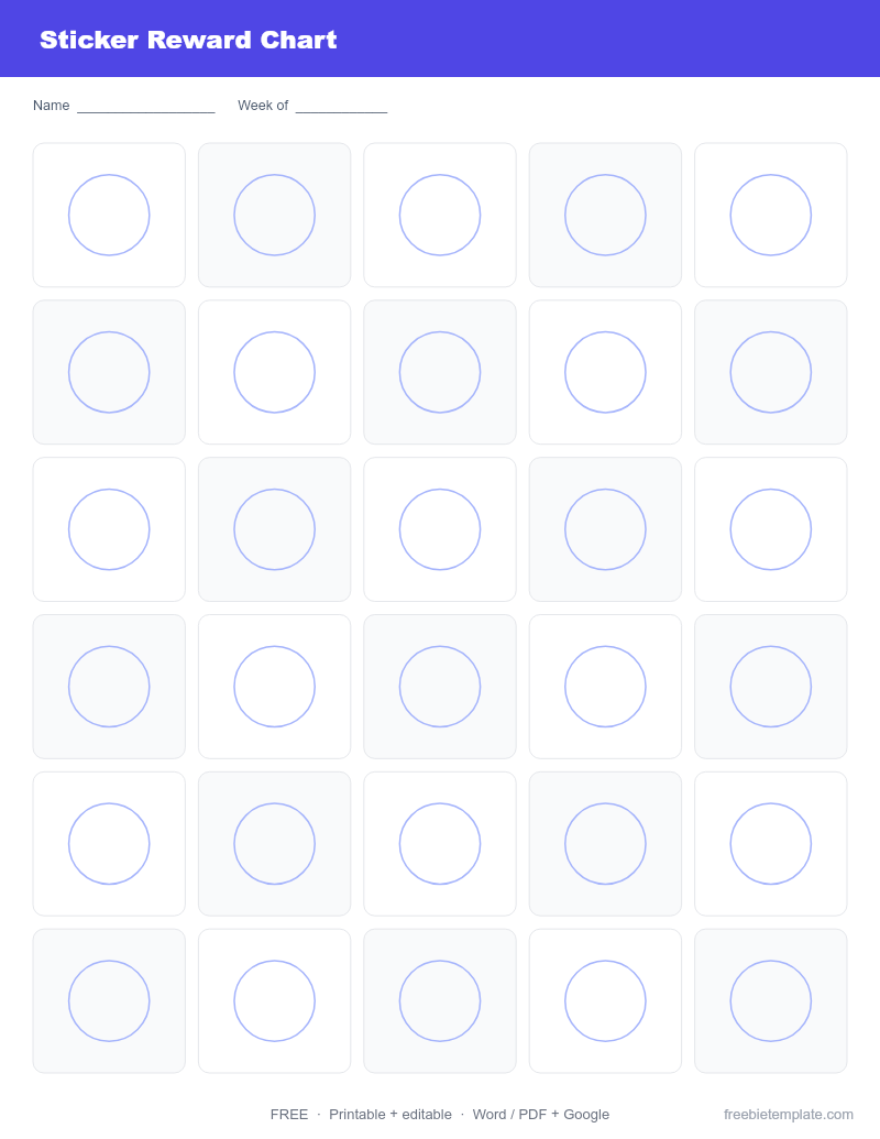Sticker Reward Chart preview