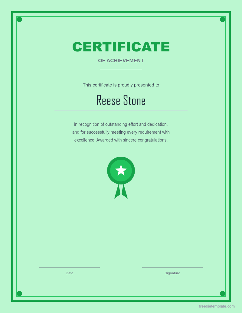 Student Award Certificate preview