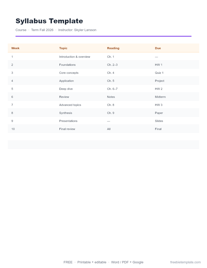 Syllabus Template