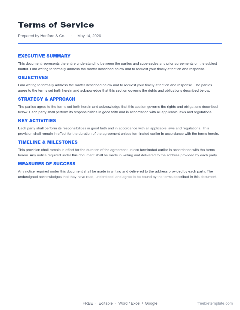 Terms of Service preview