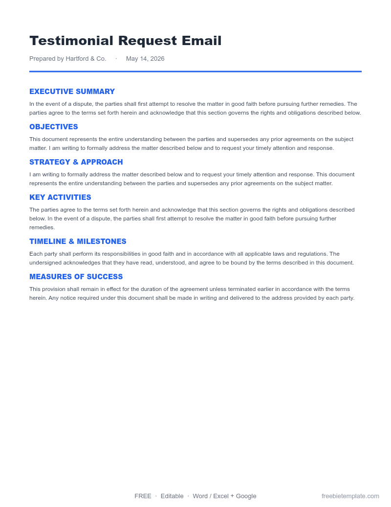 Testimonial Request Email preview