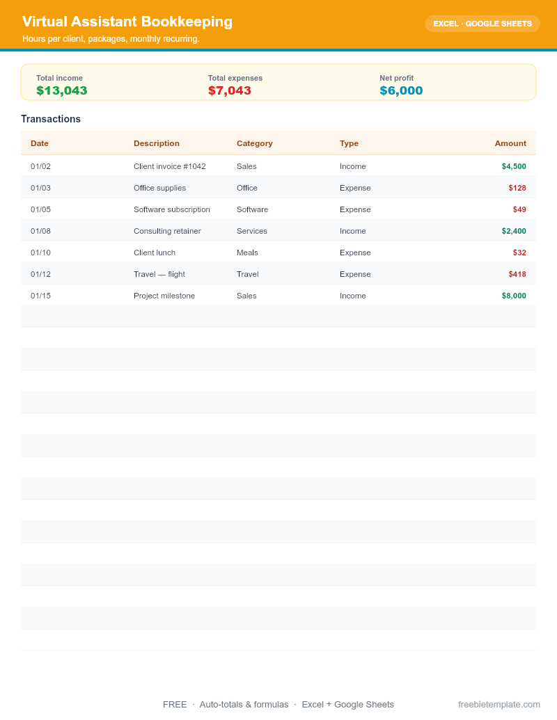 Virtual Assistant Bookkeeping preview